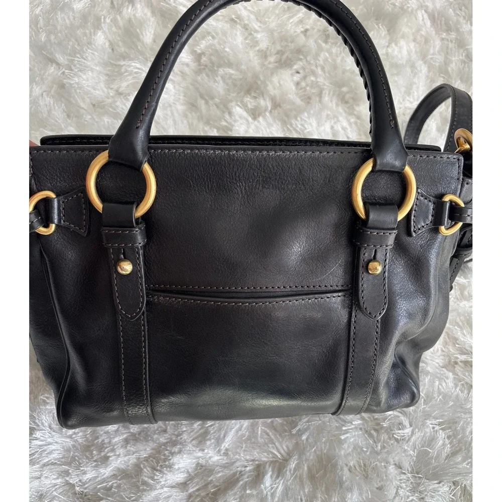 Dooney & Bourke Florentine Leather Satchel Black Whipstitch Crossbody Bag Y2K